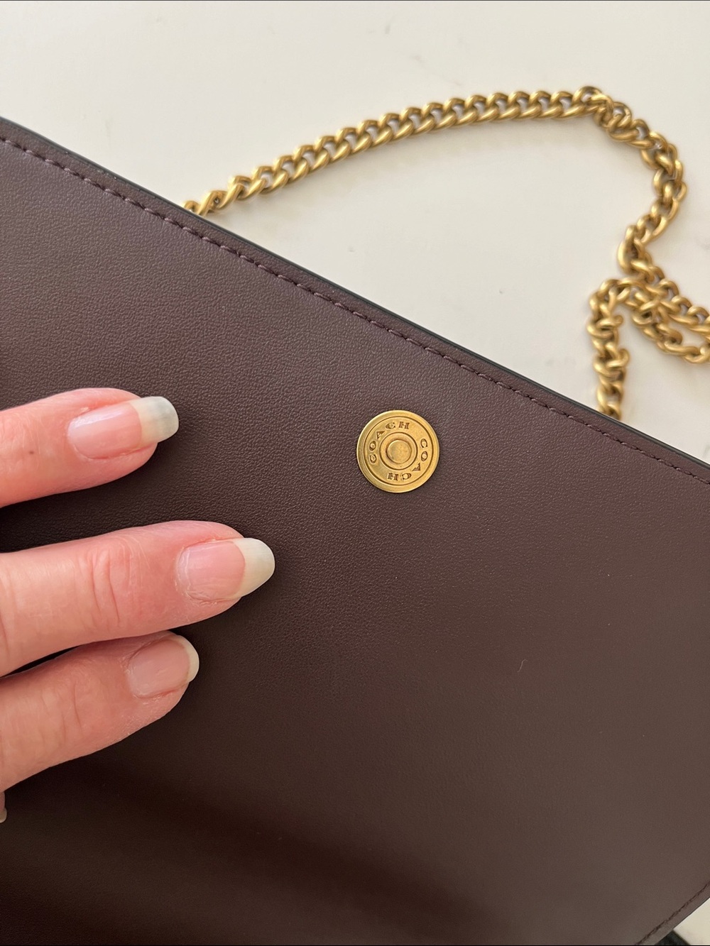Coach Black Leather shoulder with Gold Chain Accent - Picture 10 of 13